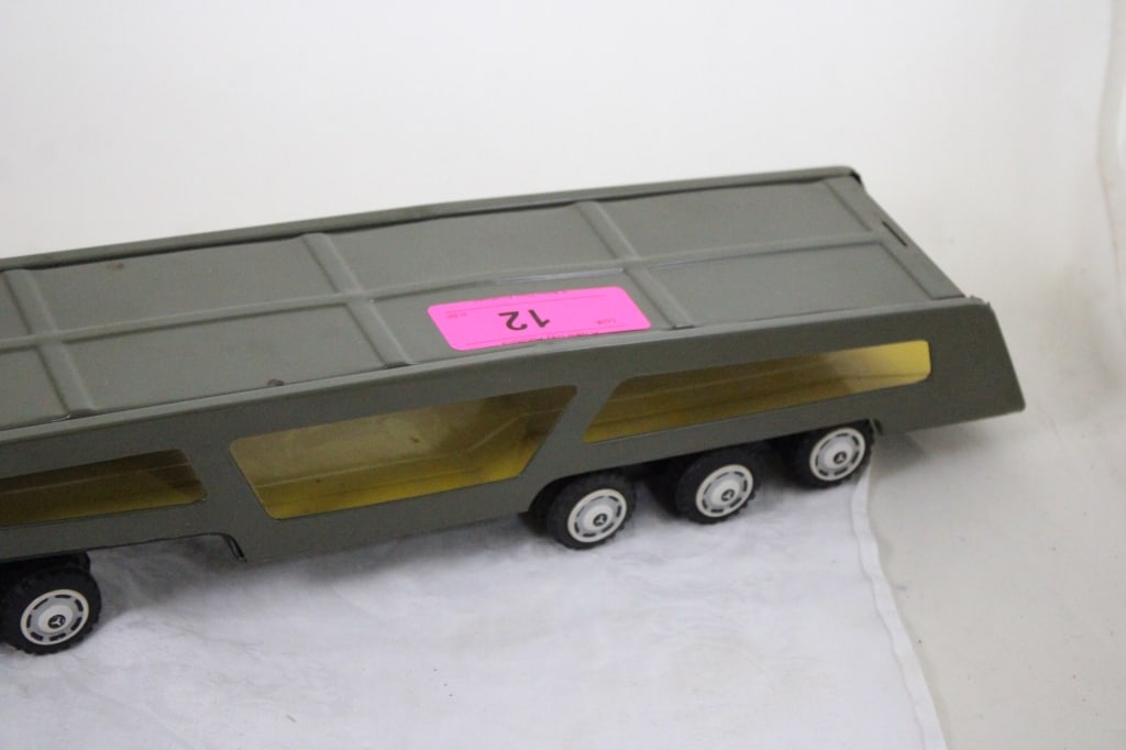Military Tin Friction Car Carrier Hauler Japan - 7