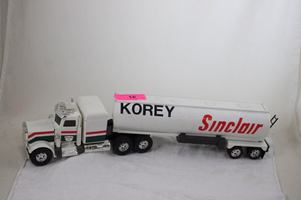Korey Sinclair Oil Tanker by Ertl: Korey Sinclair Oil Tanker by Ertl - 21" x 4" x 5". 3 Lbs. All information and photos are intended to be as accurate as possible, but errors are possible. No item may be returned or refused