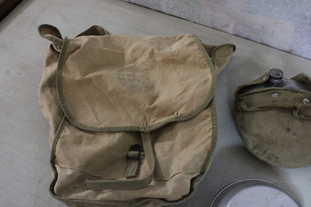BSA Mess Kit, 2 Older Canteens, Rucksack, Cup - 5
