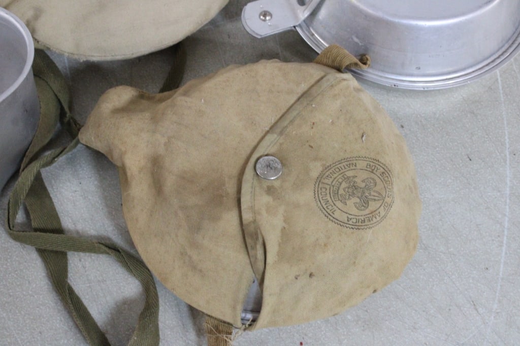 BSA Mess Kit, 2 Older Canteens, Rucksack, Cup - 6