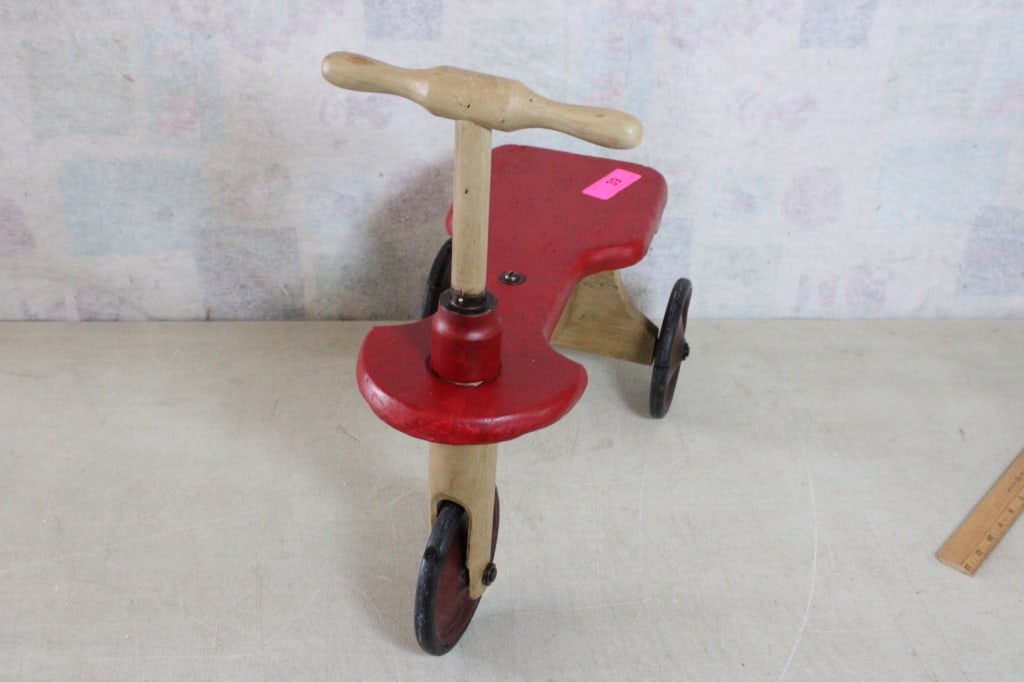 Vintage Child's Wood 3 Wheel Ride On Scooter - 2