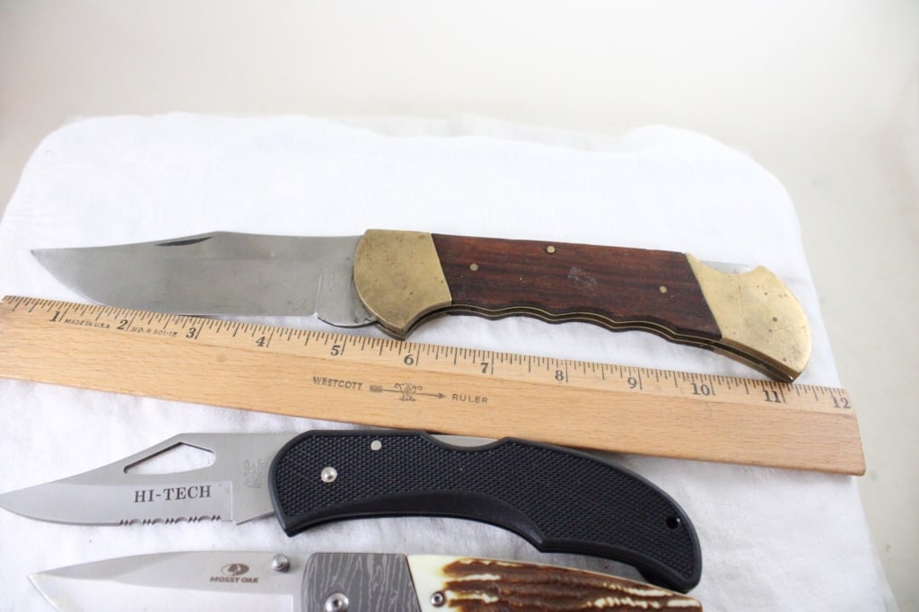 3 Folding Lock Blade Knives - Mossy Oak, Hi-Tech - 4