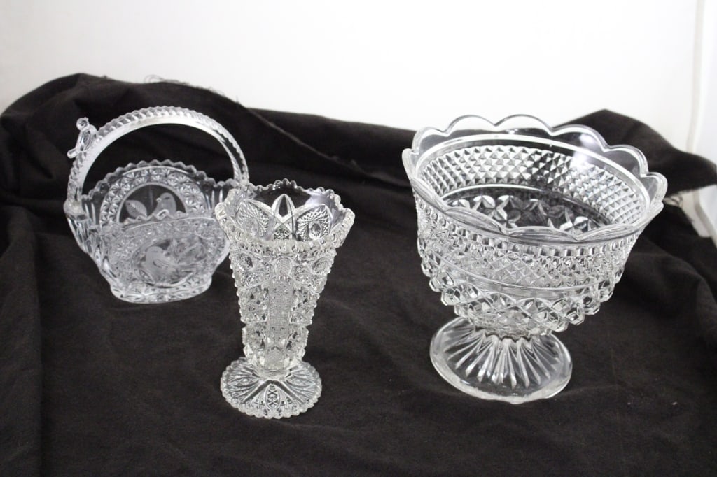 Cut Lead Crystal Compote, Bird Basket, Vase (1 of 20)