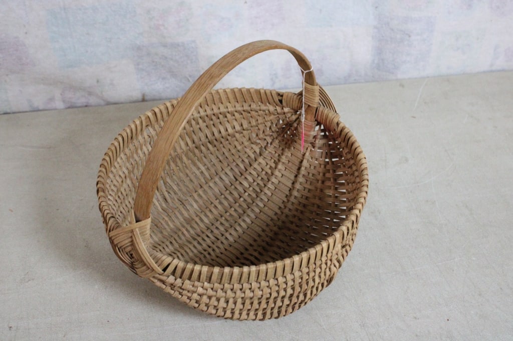 Vintage Wicker Buttocks God's Eye Pattern Basket - 6