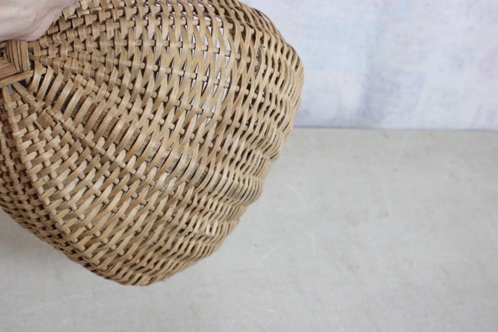 Vintage Wicker Buttocks God's Eye Pattern Basket - 7