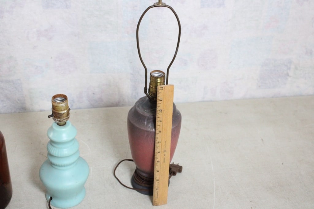 2 Signed Pottery Lamps, Duraglas Apothecary Jar - 8