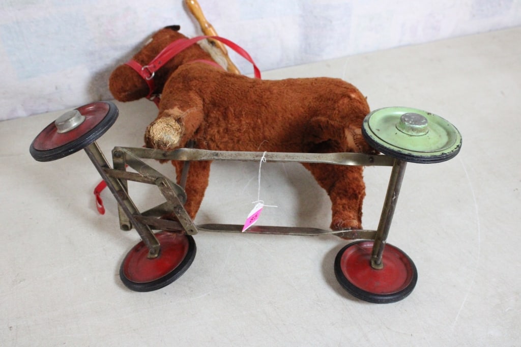 Antique Straw Stuffed Ride On Pony Toy - 13