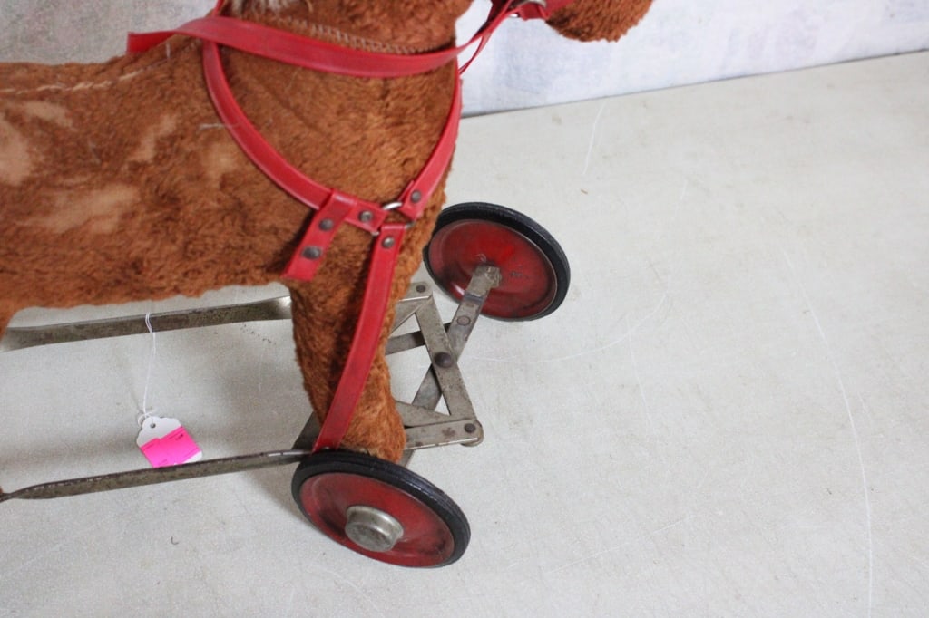 Antique Straw Stuffed Ride On Pony Toy - 15