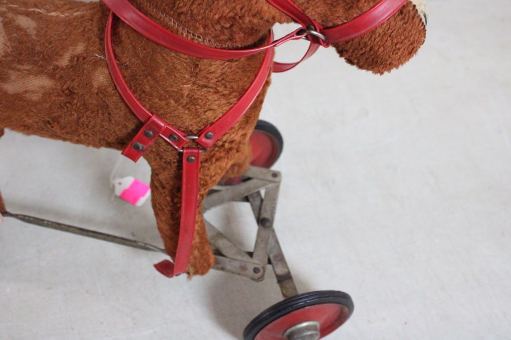 Antique Straw Stuffed Ride On Pony Toy - 16