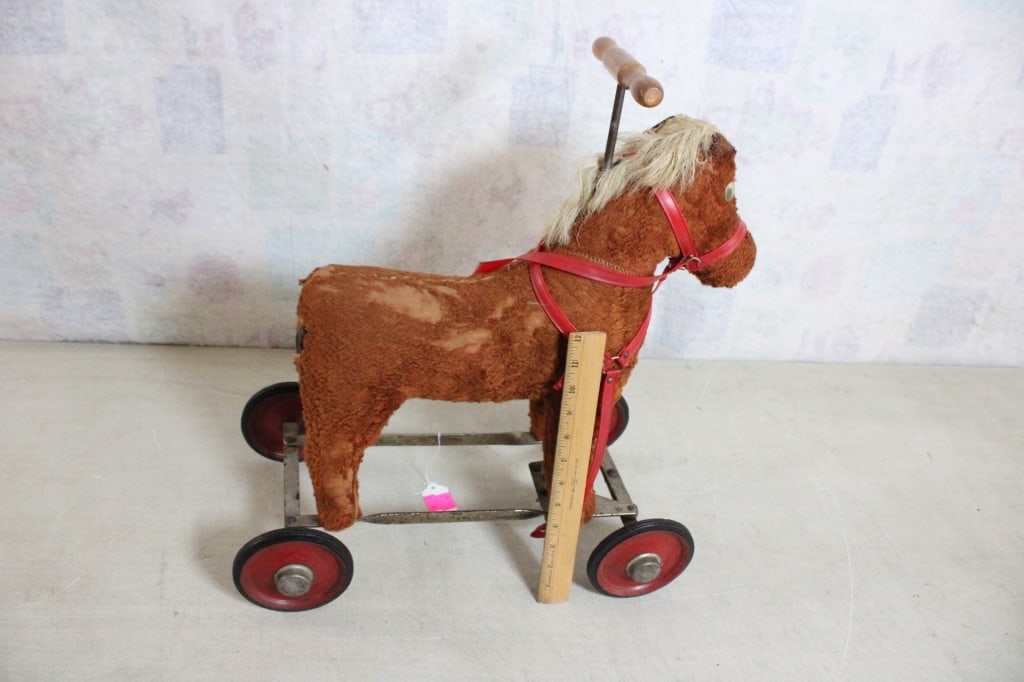 Antique Straw Stuffed Ride On Pony Toy - 17