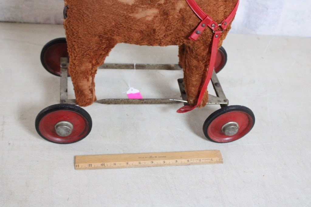 Antique Straw Stuffed Ride On Pony Toy - 18