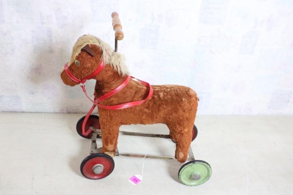Antique Straw Stuffed Ride On Pony Toy (1 of 18)