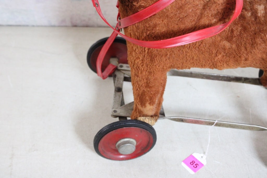 Antique Straw Stuffed Ride On Pony Toy - 2