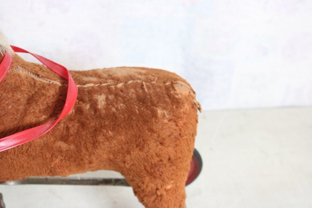 Antique Straw Stuffed Ride On Pony Toy - 4