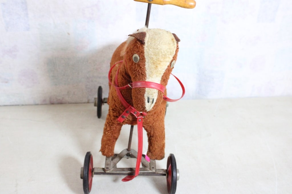 Antique Straw Stuffed Ride On Pony Toy - 6
