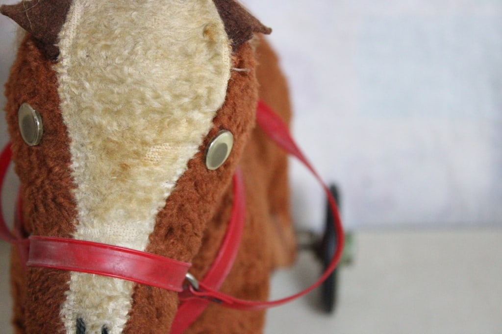 Antique Straw Stuffed Ride On Pony Toy - 8