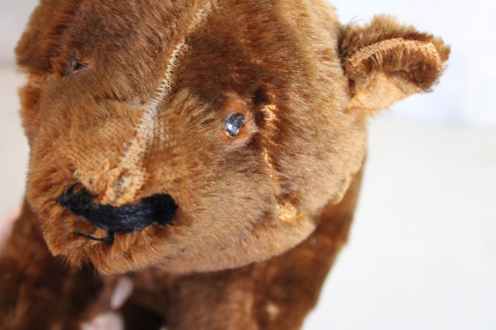 Antique Straw Stuffed Bear Pull Toy - 10