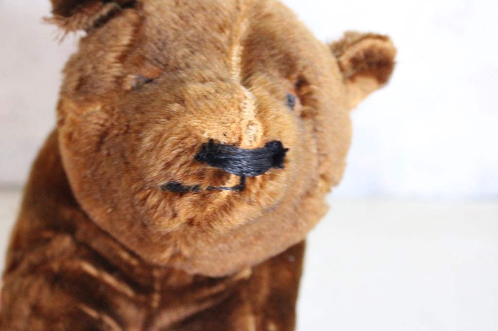 Antique Straw Stuffed Bear Pull Toy - 11