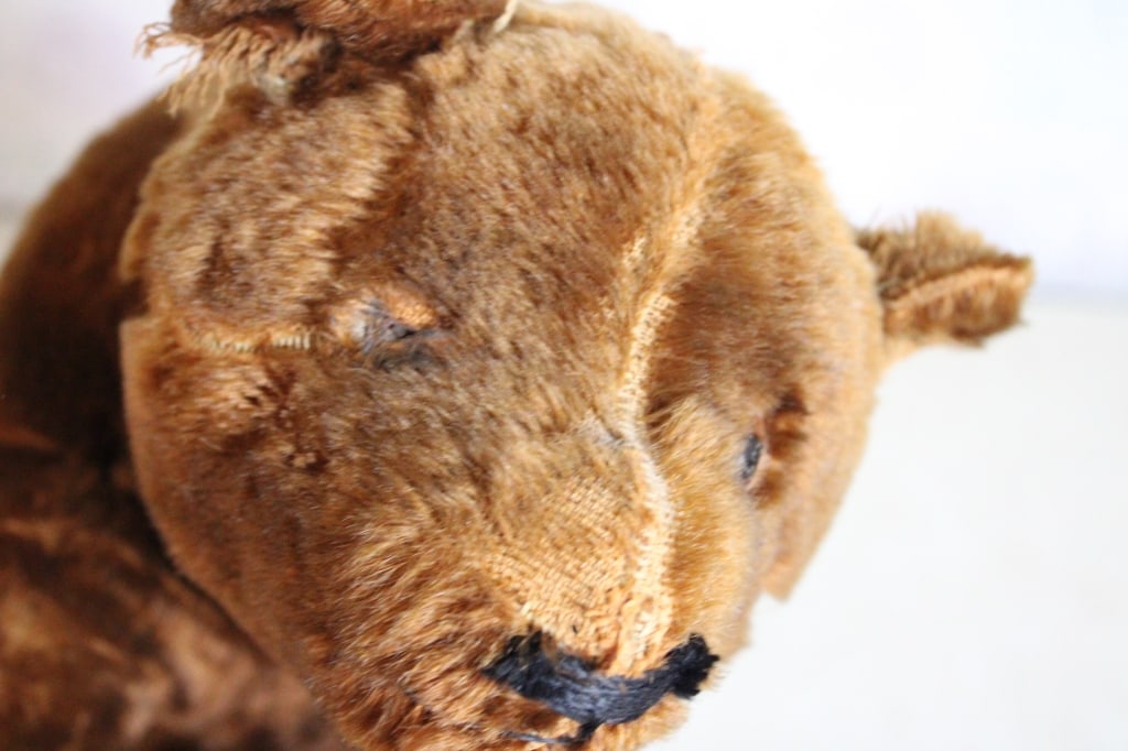 Antique Straw Stuffed Bear Pull Toy - 9