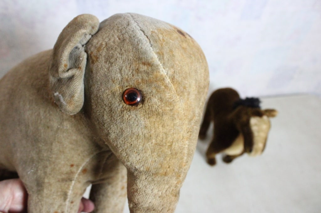 Antique Straw Stuffed Rabbit, Elephant, Horse - 16