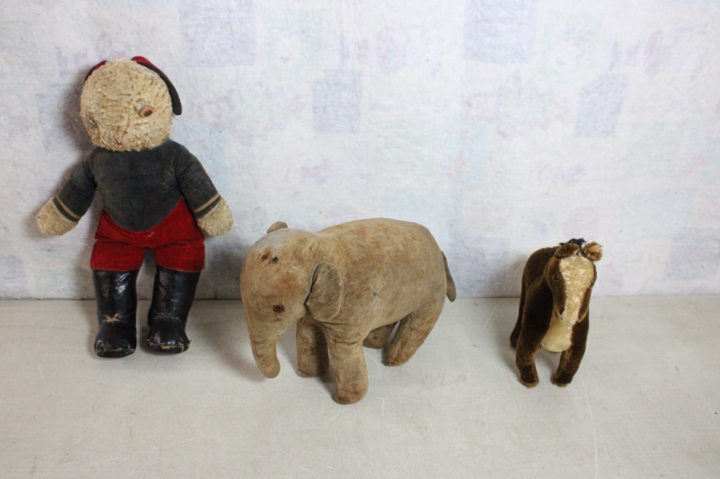 Antique Straw Stuffed Rabbit, Elephant, Horse (1 of 20)