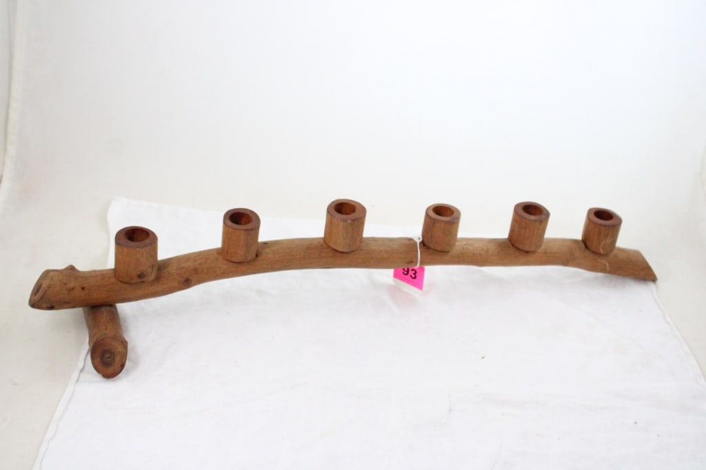 Rustic Wood Candle Holder: Rustic Wood Candle Holder - Lot Size 24" x 5" x 4". 2 Lbs. All information and photos are intended to be as accurate as possible, but errors are possible. No item may be returned or refused