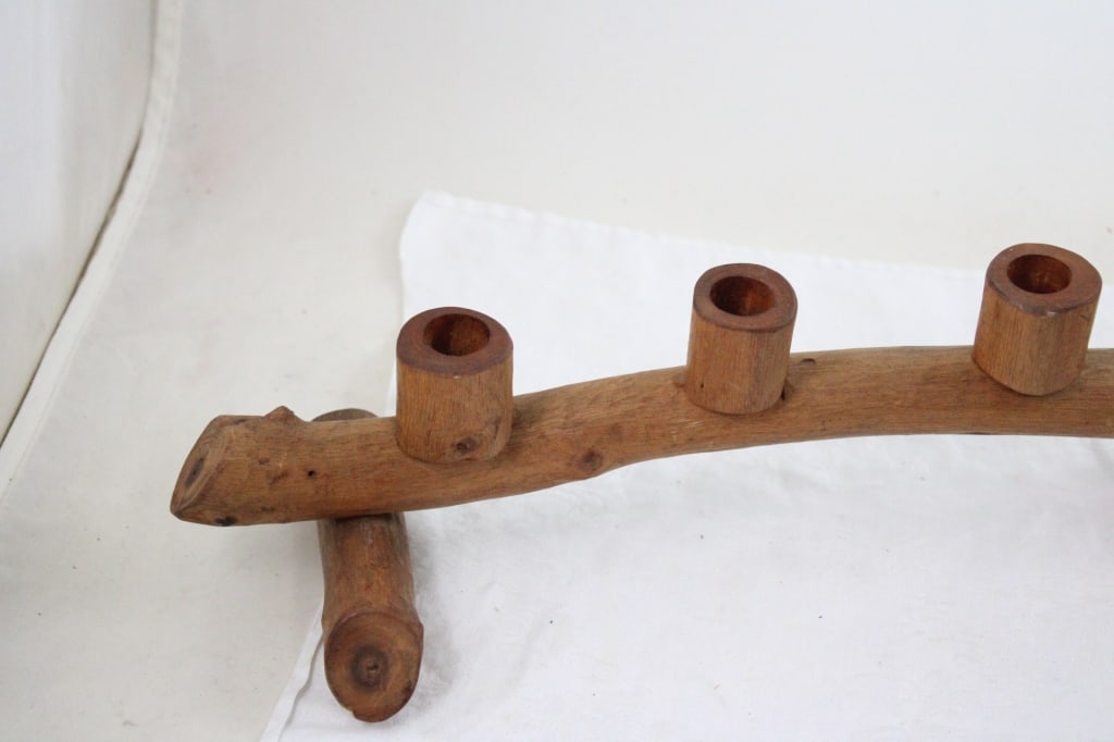 Rustic Wood Candle Holder - 2