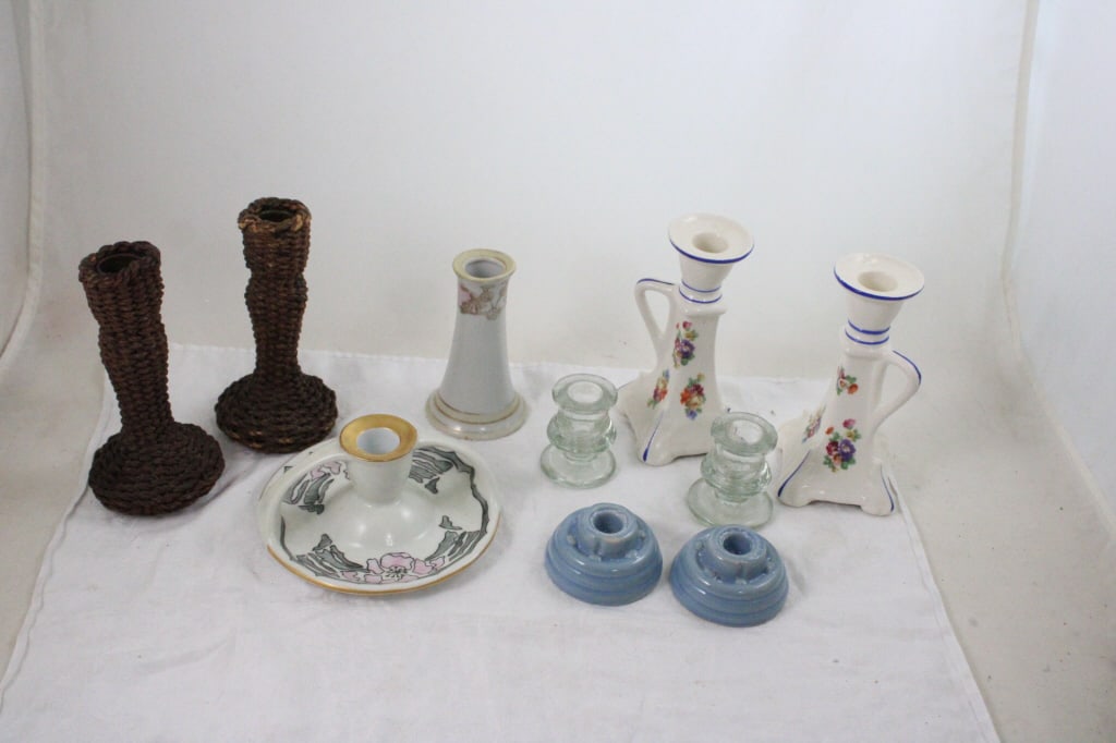 Antique Porcelain, Wicker & Other Candleholders (1 of 20)