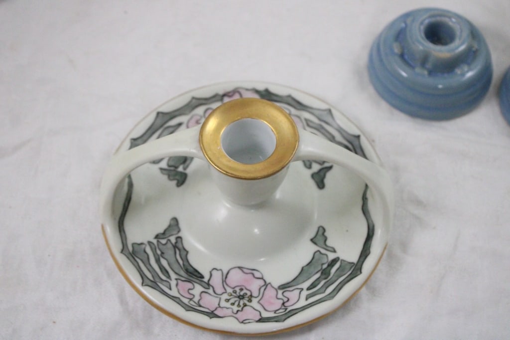 Antique Porcelain, Wicker & Other Candleholders - 3