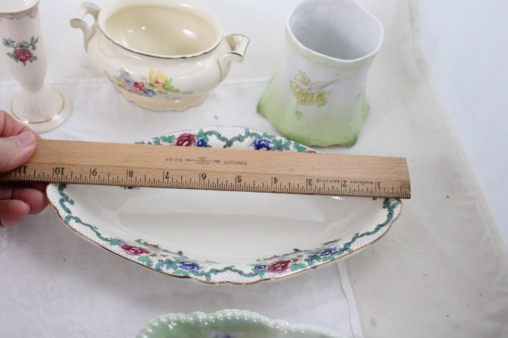 Porcelain Vase, Relish Tray, & Serving Pieces - 13