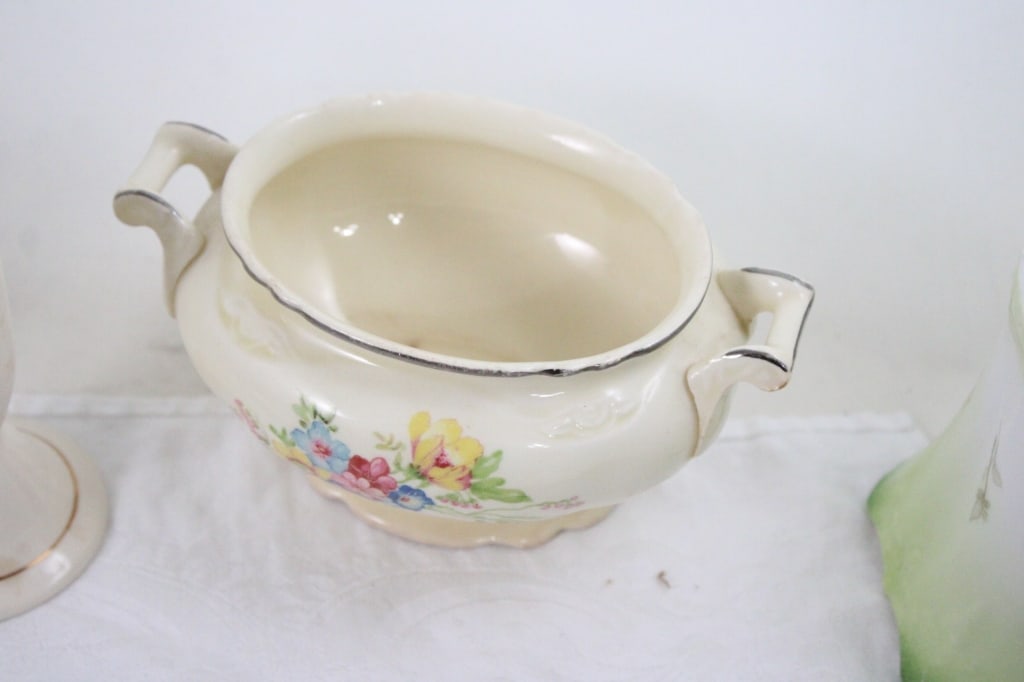 Porcelain Vase, Relish Tray, & Serving Pieces - 18