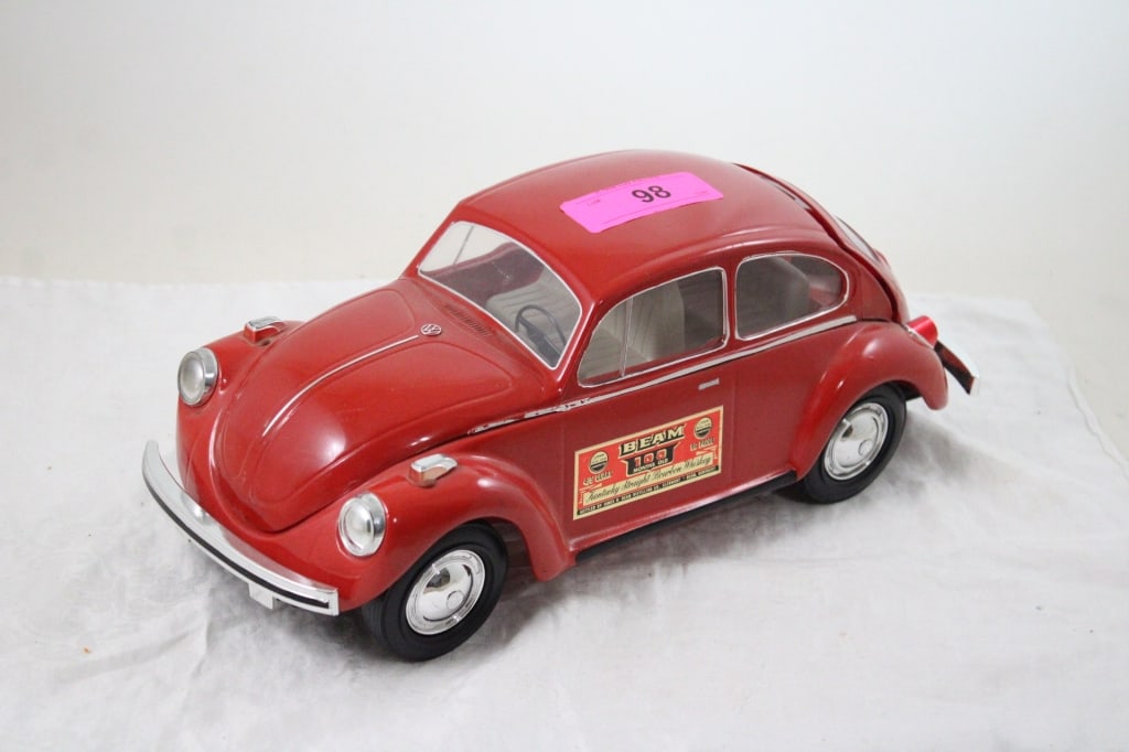 1973 Volkswagen Figural Jim Beam Decanter: 1973 Volkswagen Figural Jim Beam Decanter - will have to be emptied for shipping, Lot Size 14" x 6" x 5.5". 5 Lbs. All information and photos are intended to be as accurate as possible, but