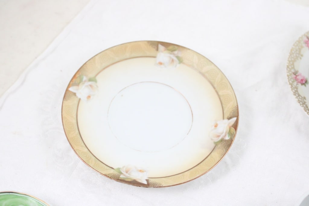 4 Teacups, 1 Demitasse Dragon Cup, Saucers, Sugar - 10