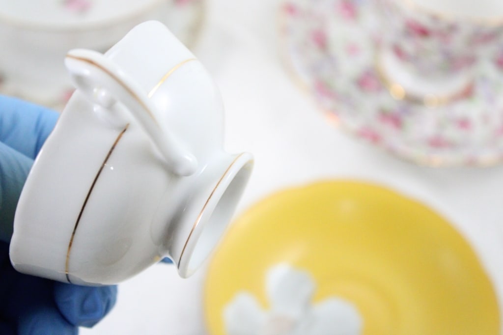 4 Teacups, 1 Demitasse Dragon Cup, Saucers, Sugar - 17
