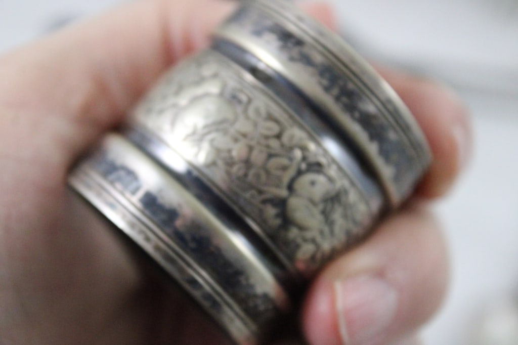 Sterling Silver Napkin Ring & Silverplate Flatware - 10