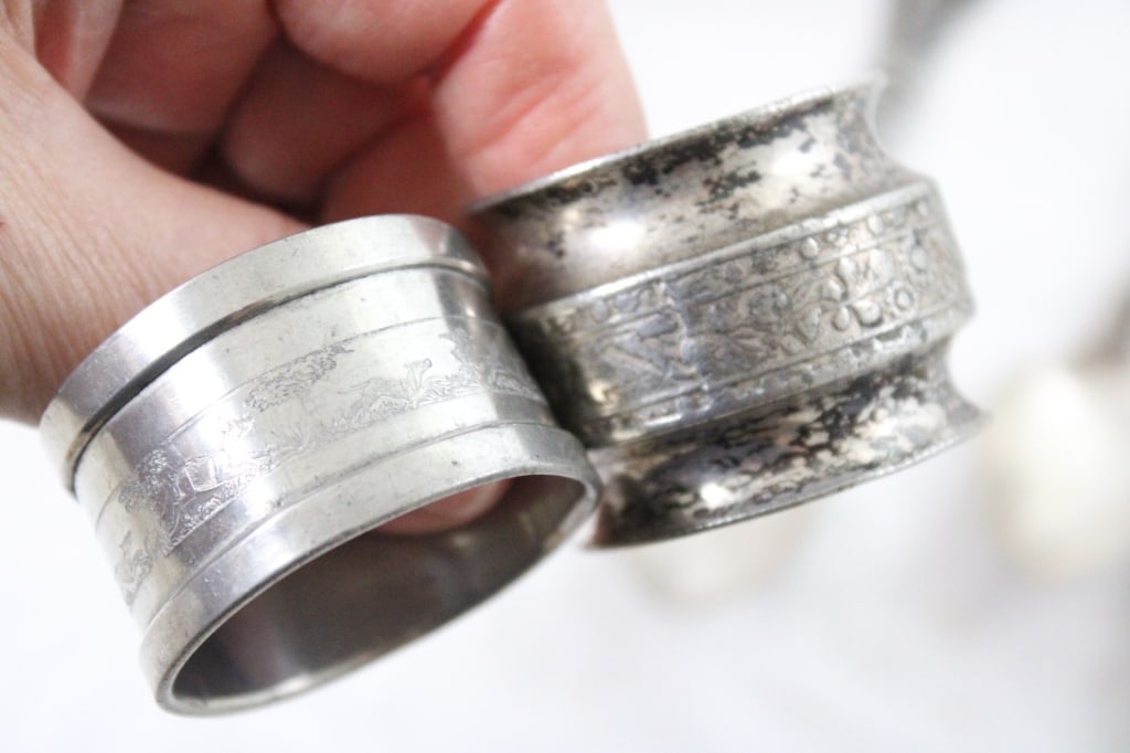 Sterling Silver Napkin Ring & Silverplate Flatware - 5