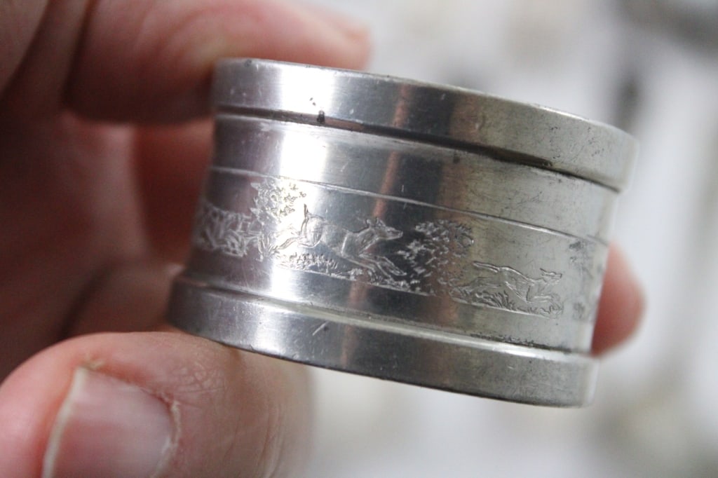 Sterling Silver Napkin Ring & Silverplate Flatware - 6