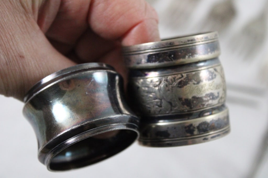 Sterling Silver Napkin Ring & Silverplate Flatware - 8