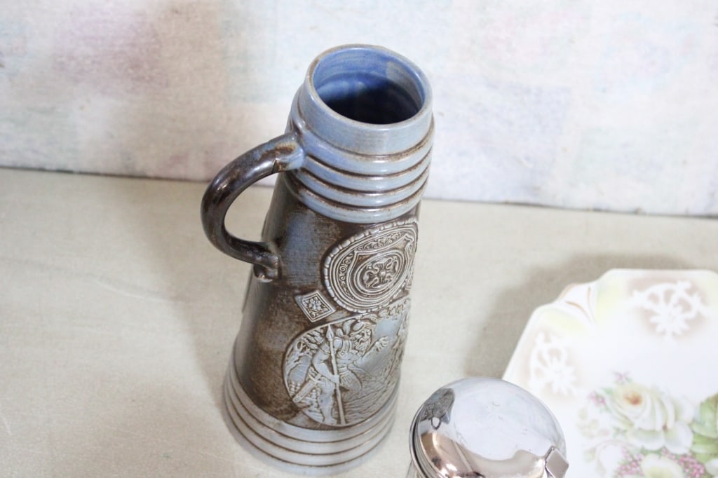 Stein, Syrup Dispensers, Plates, Decanter, Vase - 5