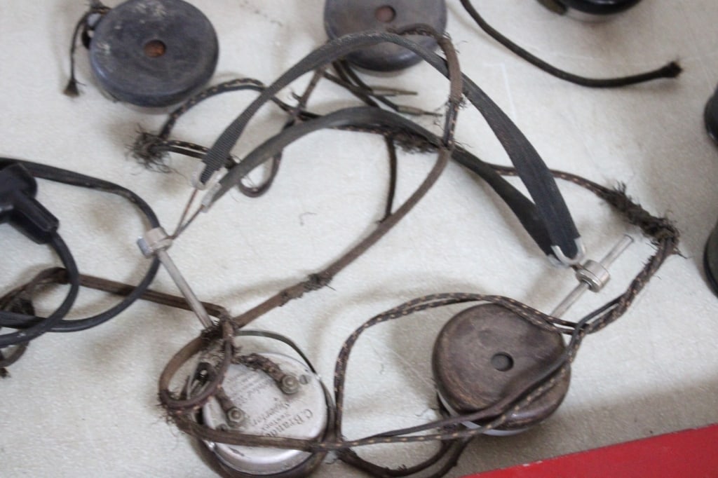 Old Head Phones, Binoculars, Motor, Drill Press - 4
