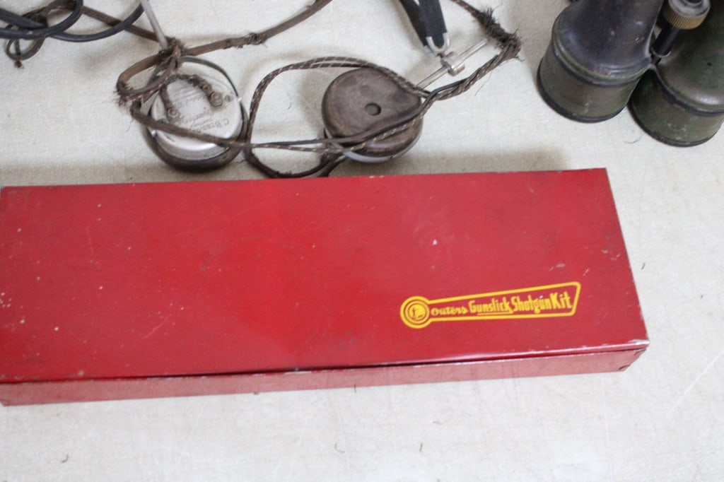 Old Head Phones, Binoculars, Motor, Drill Press - 5