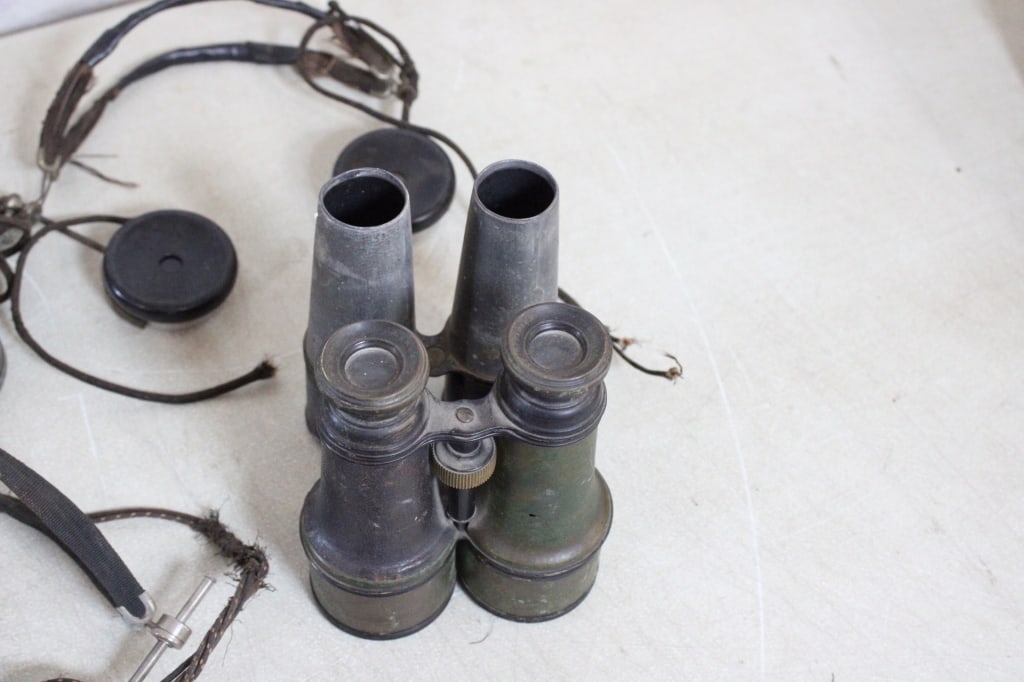 Old Head Phones, Binoculars, Motor, Drill Press - 6