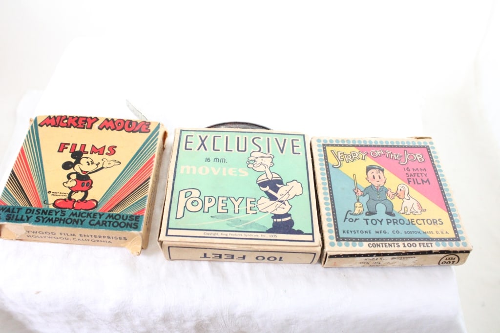 3 Antique 16mm Films -Popeye, Mickey, Jerry on Job (1 of 18)