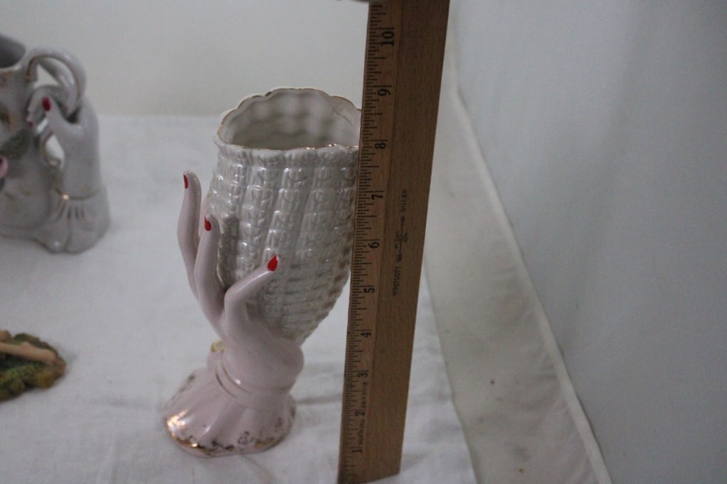 4 Hand Vases, Fairy Figurine, Lefton Bird Figurine - 11