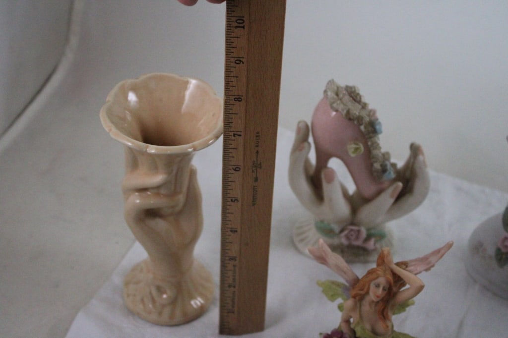 4 Hand Vases, Fairy Figurine, Lefton Bird Figurine - 12