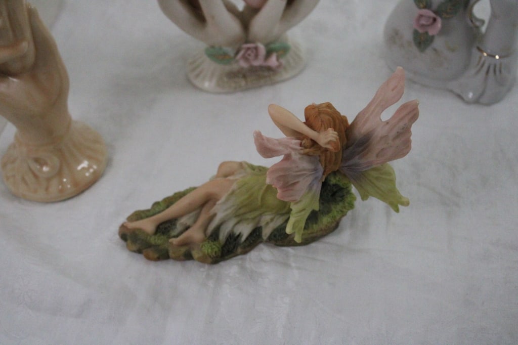 4 Hand Vases, Fairy Figurine, Lefton Bird Figurine - 15