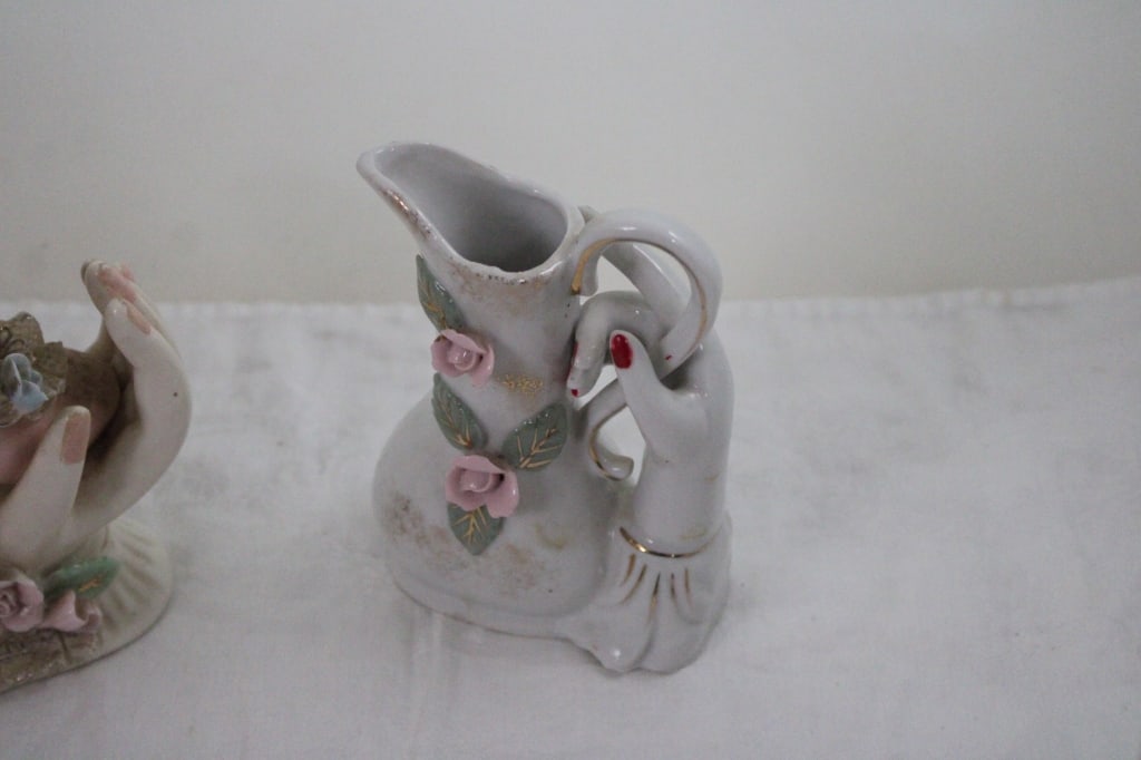 4 Hand Vases, Fairy Figurine, Lefton Bird Figurine - 16