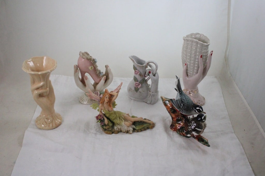 4 Hand Vases, Fairy Figurine, Lefton Bird Figurine (1 of 20)