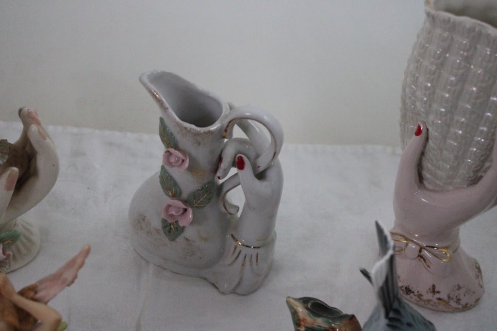 4 Hand Vases, Fairy Figurine, Lefton Bird Figurine - 5