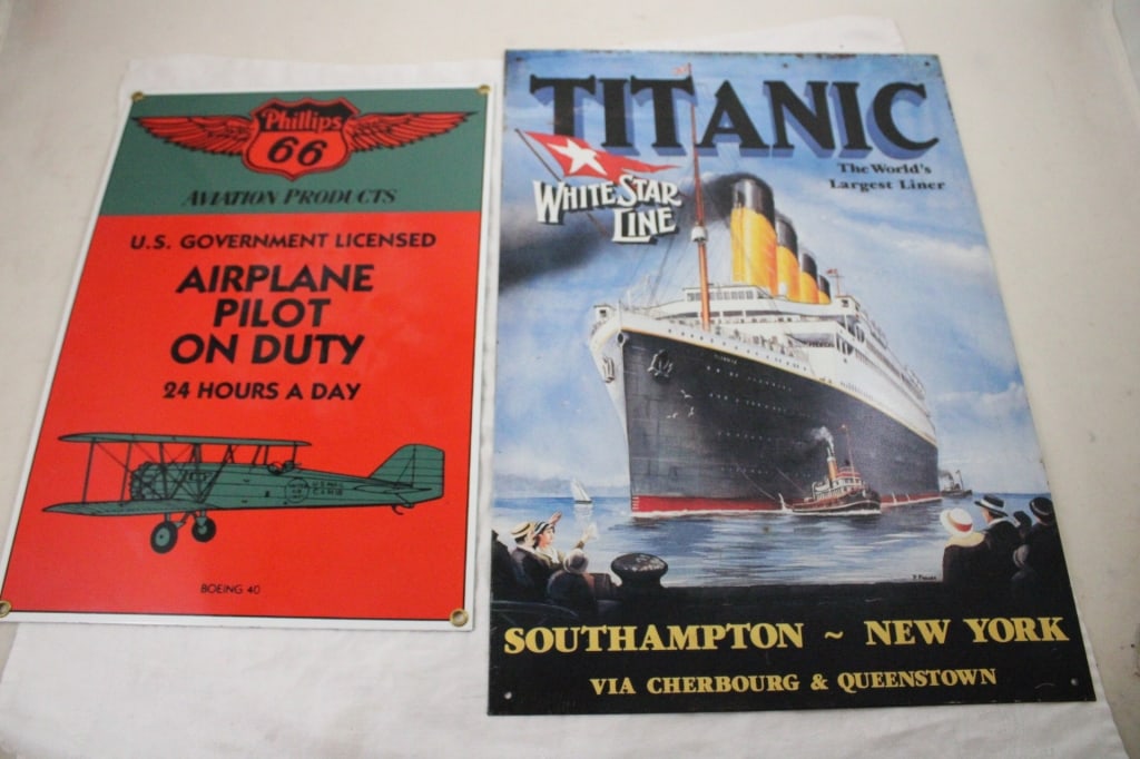 Phillips 66 Porcelain Sign & Titanic Metal Sign (1 of 9)